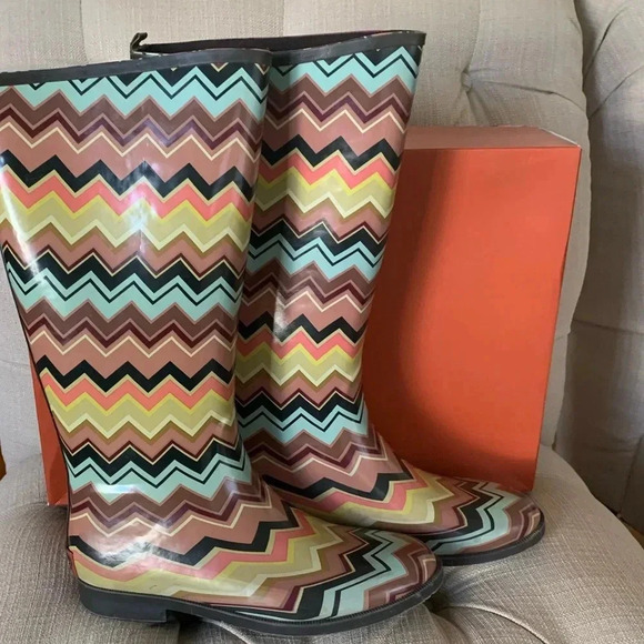 MISSONI x TARGET EUC Venetian Zig Zag Pattern Rain Boots Wellies - Picture 4 of 8